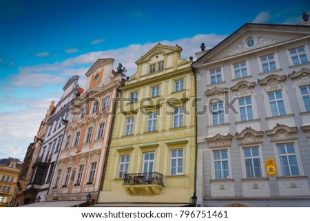 Prague's colorful old houses. Historic property
