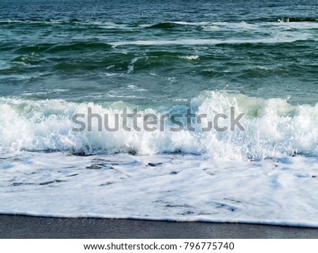 Seascape. Waves. Black sea in cold and windy winter day, as background