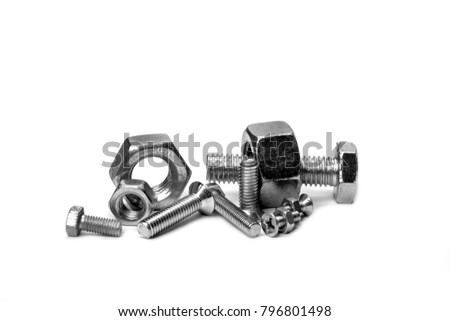 bolt and nut isolated on white background. 3d render
