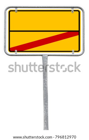 Yellow Empty German City Sign With Free Copy Space