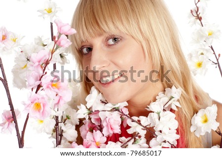 portrait of a girl among flowers