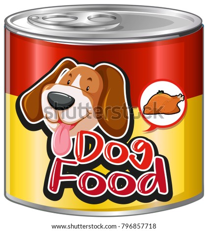 Dog food in aluminum can illustration