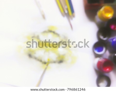 Blurry texture Painting brushing on paper white background,objects for education art, need blur picture 