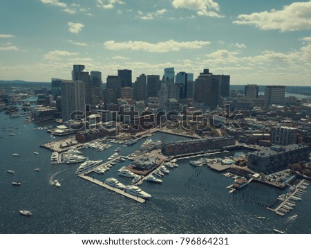 Boston Harbor Aerial Cityscape