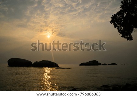 a sunset moment at Tanjung Bidara beach, located at Melaka, Malaysia.
