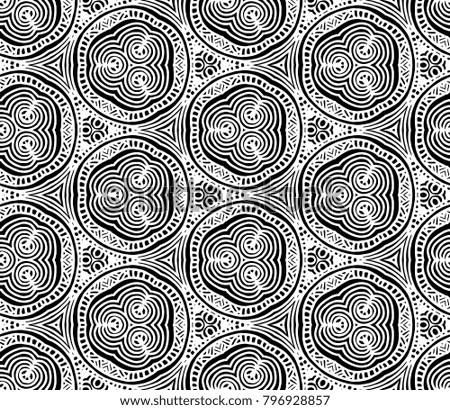 Lace seamless pattern with flowers on white background. Lace repeating floral pattern. Orient traditional background. Unusual ornament. Indian, islamic, asian, ottoman, arabic motif. 