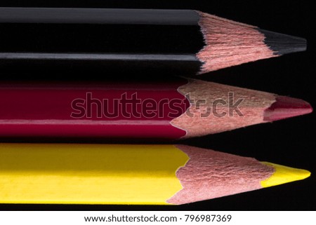Pencils  On Black Background Close-up