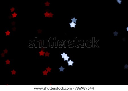 Colorful lighting bokeh in Star Shape  background. 