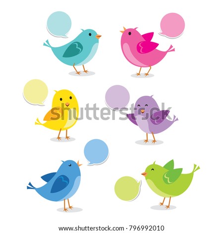 Set of birds in different pose. Vector illustration.