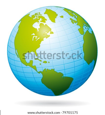 Earth globe vector icon. American view.