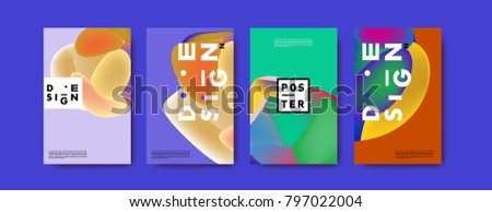 Abstract colorful liquid and fluid pattern background for poster design. Blue, yellow, red, orange, pink and green. Vector banner poster template in Eps10.