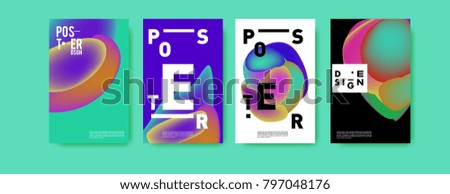 Abstract colorful liquid and fluid pattern background for poster design. Blue, yellow, red, orange, pink and green. Vector banner poster template in Eps10.