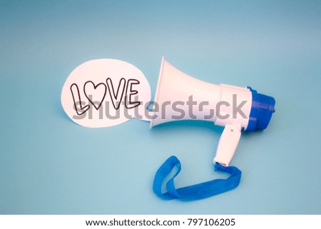 Megaphone with love poster for Valentine's Day