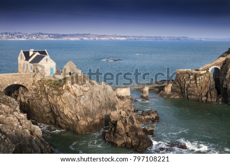 Small fortress on island in France coastline, Fort Berthaume, Brittany