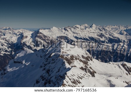 Snowy mountains peaks, Switzerland