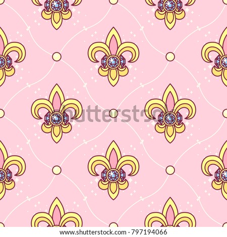 vector abstract seamless pattern. Simple Little Princess concept for girl. Fill drawing illustration. Cute childish fabric background. Print art graphic backdrop texture. Wrapping design for kids 075