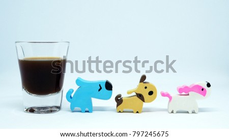 Espresso coffee and the gang of colorful dog eraser