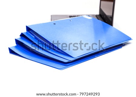 File folder with Documents and Notebook background on white table in meeting room - concept business