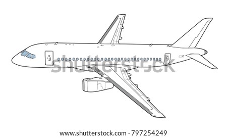 Modern russian airliner. Vector illustration Royalty-Free Stock Photo #797254249