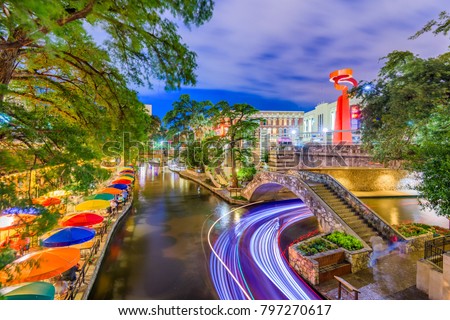 San Antonio, Texas, USA cityscape on the River Walk.