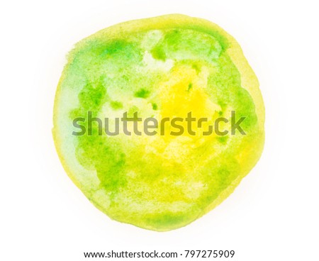 Yellow round abstract background in watercolor style