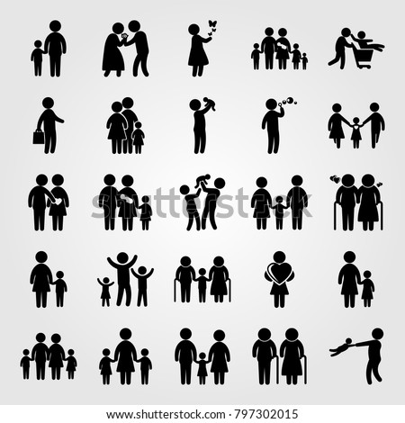 Humans icon set vector. boy, couple in love, girl and mother with son Royalty-Free Stock Photo #797302015