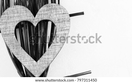 Greeting card. A heart. White background
