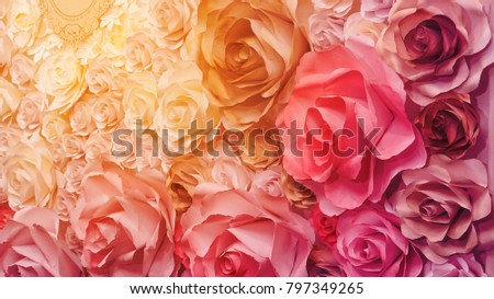 roses flower wedding  pink background copy space