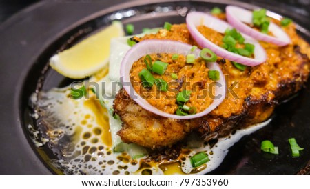 Tandoori Spiced Halibut with curry source