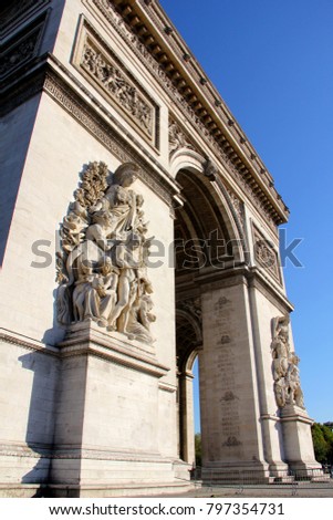 a picture of the view from under the Arc de Triomphe in Paris France