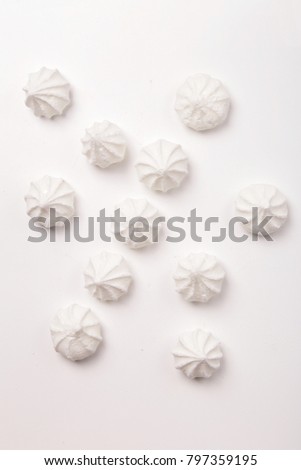 Meringues, bize isolated on white background