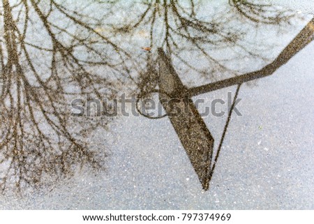 Basketball court and reflection on it