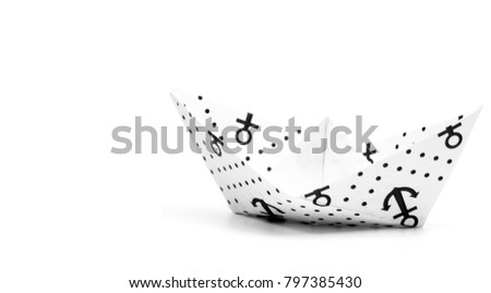 paper boats on white background