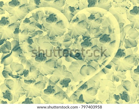 green flowers and heart shaped background