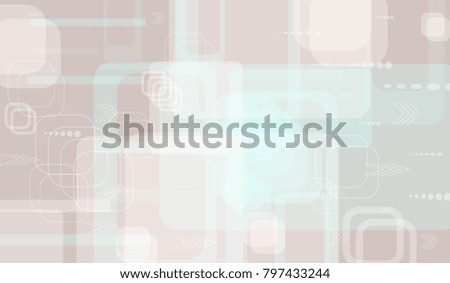 Tech Background. Light Horizontal Technology Background with Frames, Squares, Dots, Arrows and Lines. Modern Abstract Texture for Wallpaper, Applications, Web. Futuristic Digital Texture. Vector.