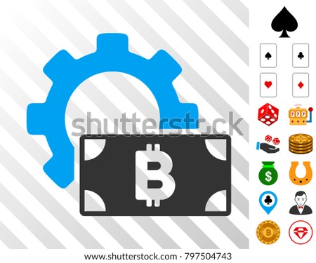 Bitcoin Cash Options Gear icon with bonus gambling clip art. Vector illustration style is flat iconic symbols. Designed for casino apps.