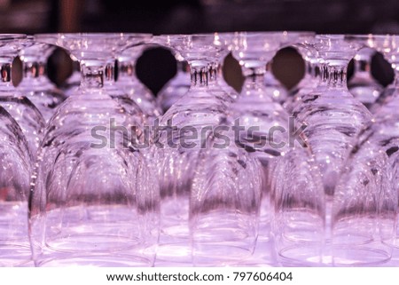 Close up picture of empty glasses in restaurant
