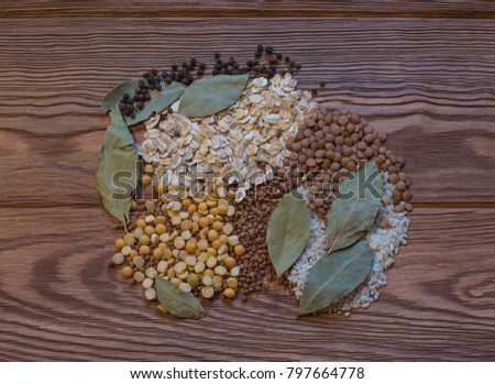 cereals on a background of a wooden texture