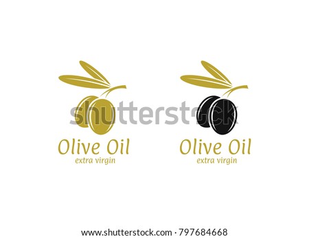 Olive oil. Logo. Vector illustration. Black and green olives on white background   Royalty-Free Stock Photo #797684668