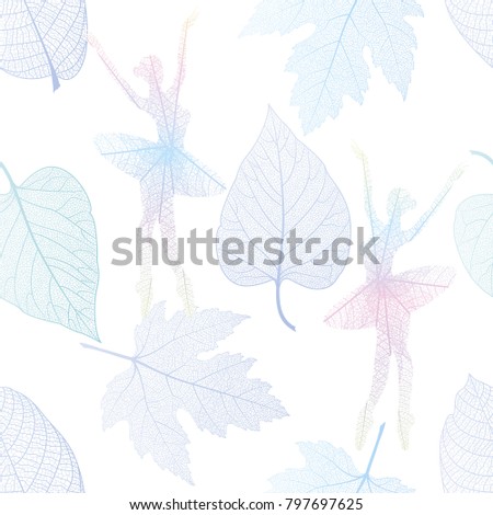 Seamless pattern with leaf in the form of a ballerina. Beautiful dance. Vector illustration.