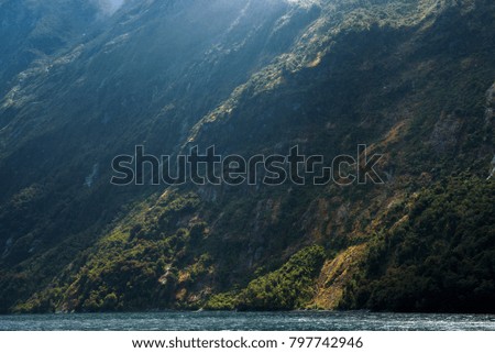 landscape of high mountain glacier at milford sound, New Zealand