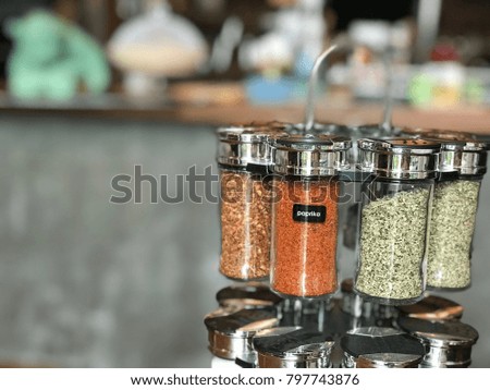 Spices , seasoning, garlic in the kitchen
