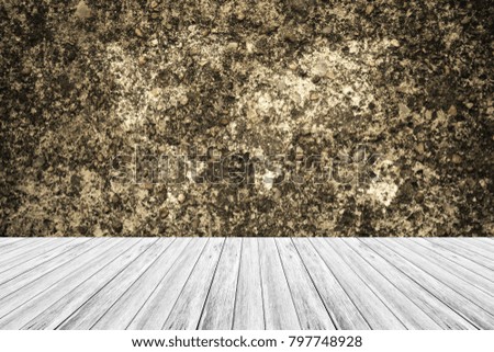 Wall texture background surface natural color , process in vintage style with white wood terrace with world map