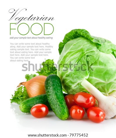 set fresh vegetables with green leaf isolated on white background Royalty-Free Stock Photo #79775452