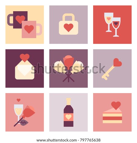 Valentine Day Flat Icon Set
