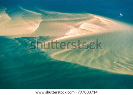 aerial view of submarine sand banks near Arcachon in France