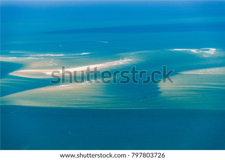 aerial view of submarine sand banks near Arcachon in France