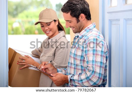 Man taking delivery of a parcel