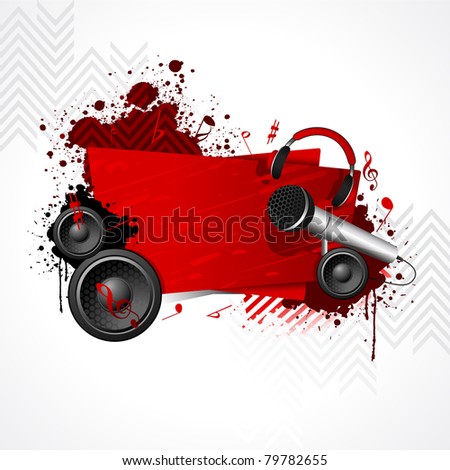 illustration of abstract musical background with microphone and loudspeaker