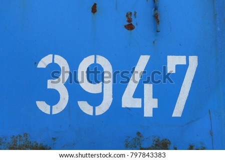 number 3947, white stencil numbers